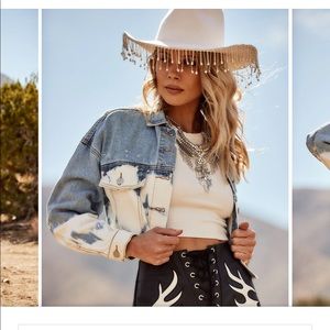 Freddie Bleached Crop Denim Jacket Size Small